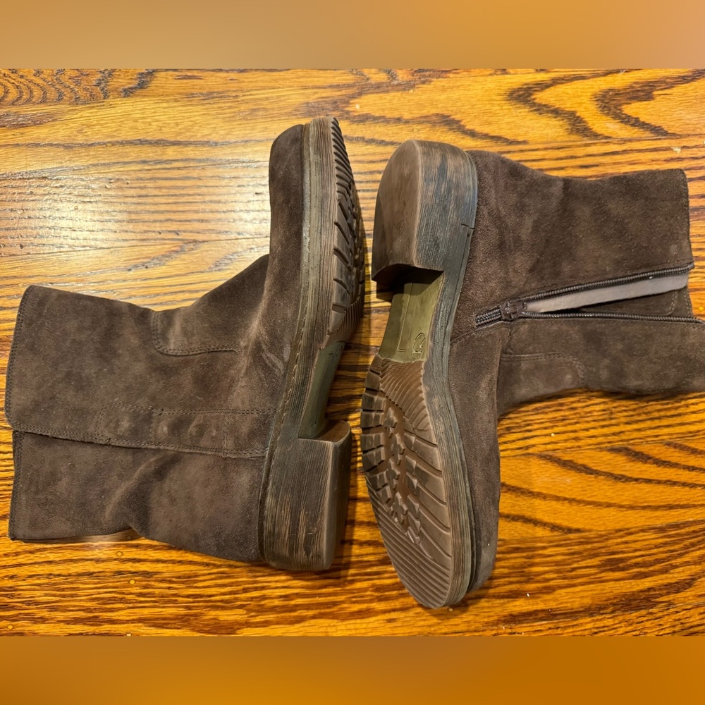 Celtic & Co. Chocolate Suede Ankle Boots, MSRP $330, worn once, size 37 US 7